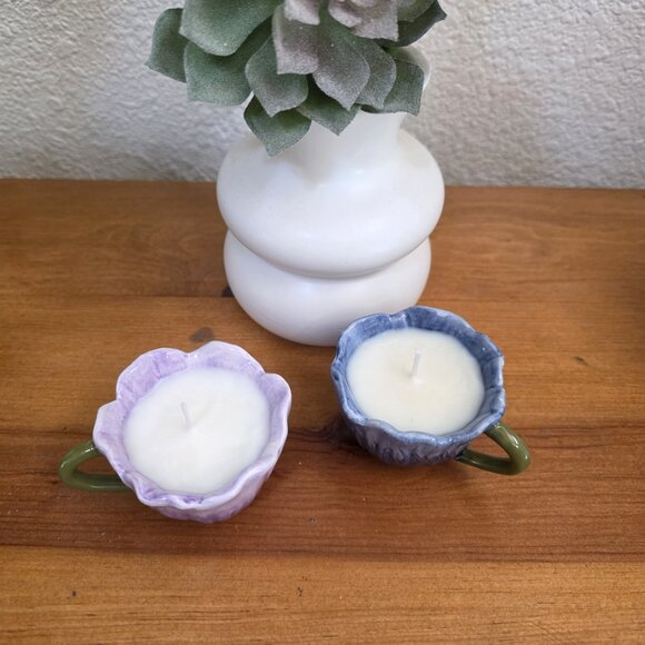 Set of 2 Market Square Miniature Tulip Cups with Light Floral Scented Candles - Picture 2 of 3
